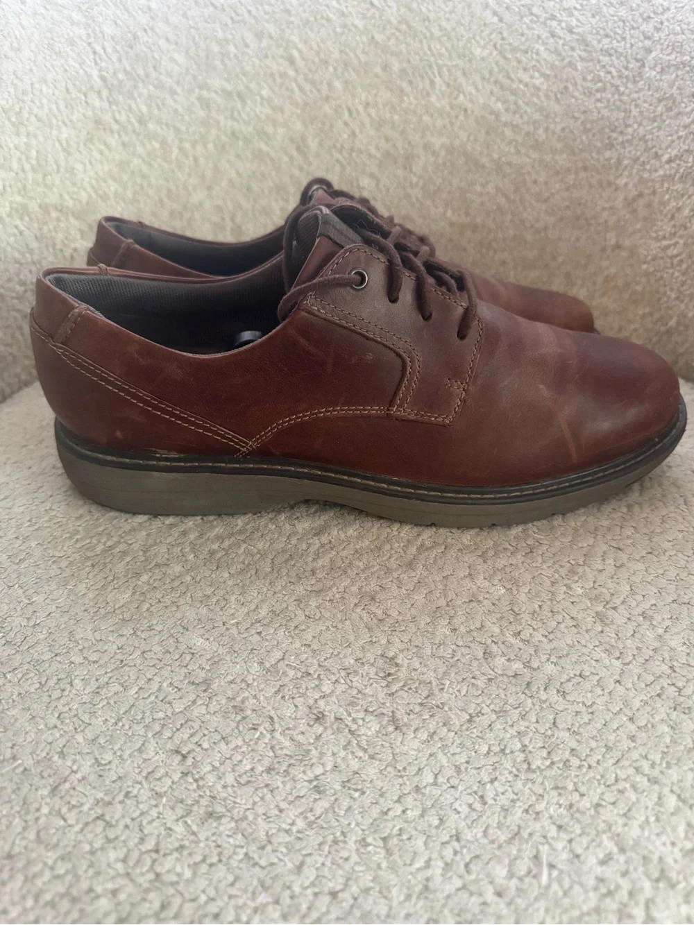 Clarks Brown Leather Oxford Dress Shoes Men’s 12M Comfort Casual